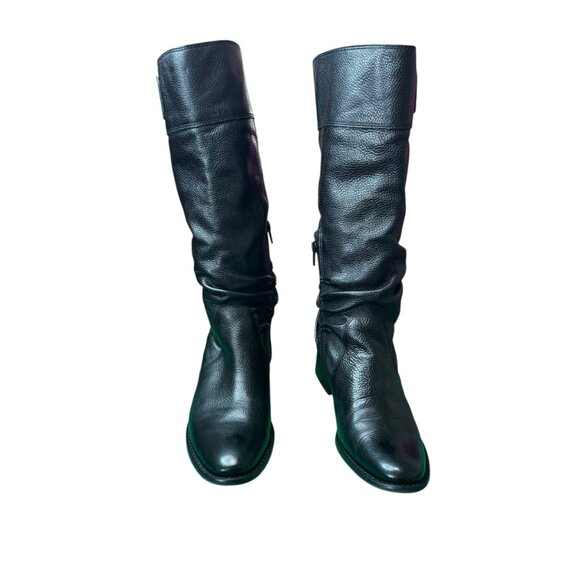 Matisse Black Tall Leather Boots | Size 8M | Buckle Detail & Low Heel - Picture 1 of 7